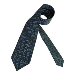 TRUSSARDI Blue/Green Geometric Silk LUXURY Tie ITALY